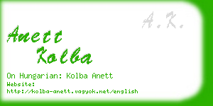 anett kolba business card